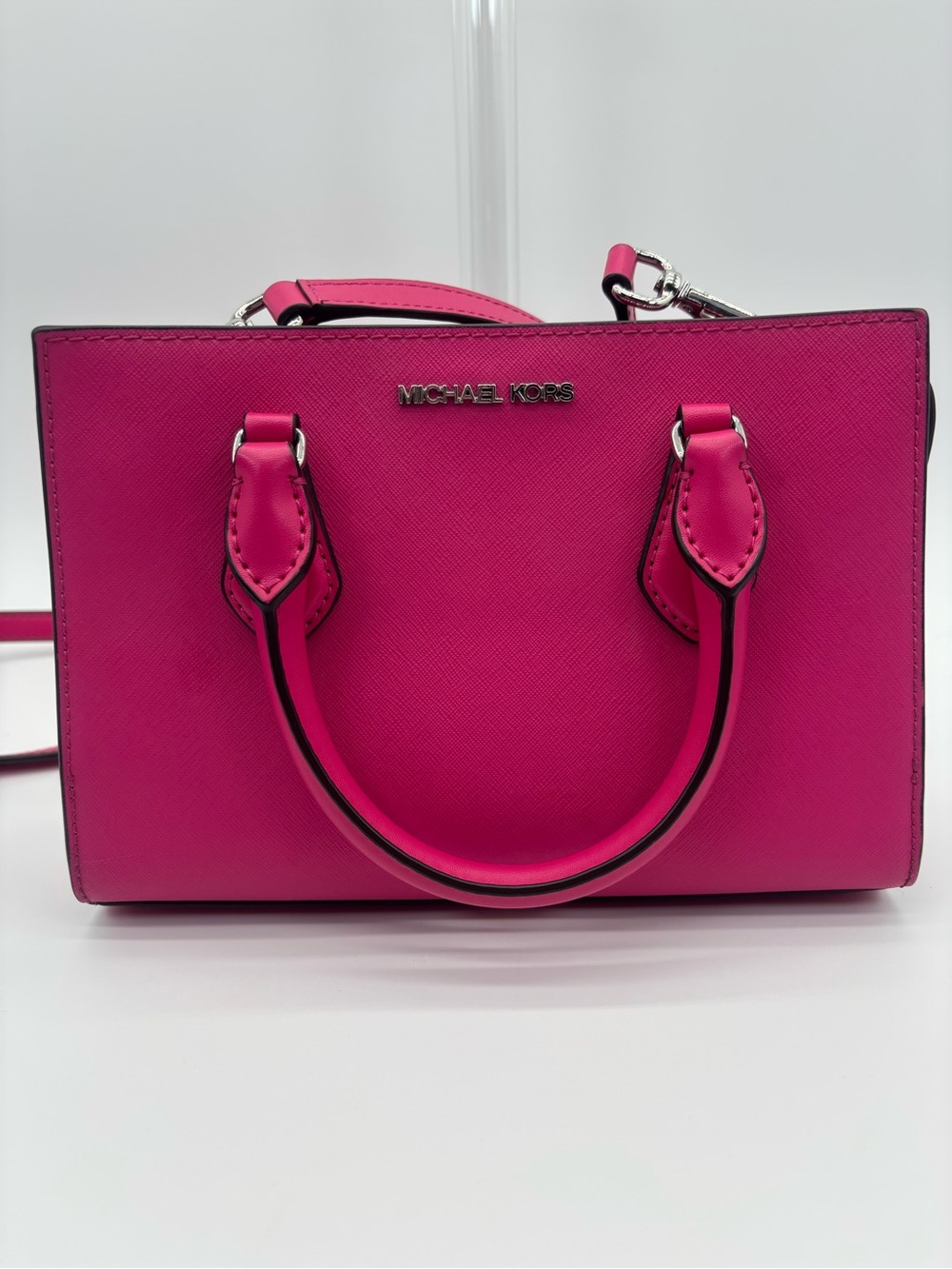 Michael Kors Bright Fuchsia Saffiano Leather Satchel #010
